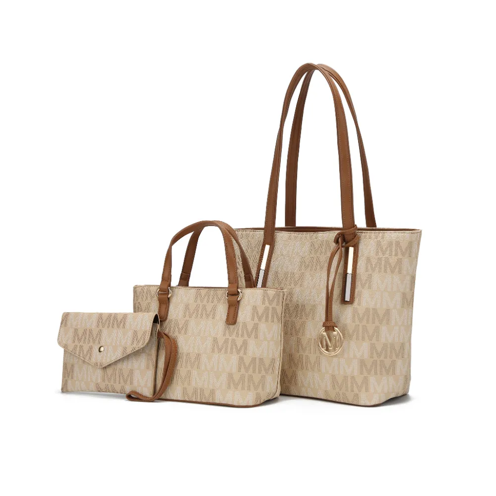 3PC Aylet M Tote with Mini Bag and Wristlet Pouch