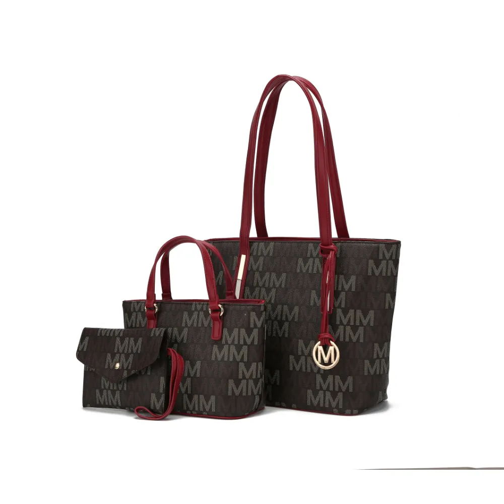 3PC Aylet M Tote with Mini Bag and Wristlet Pouch