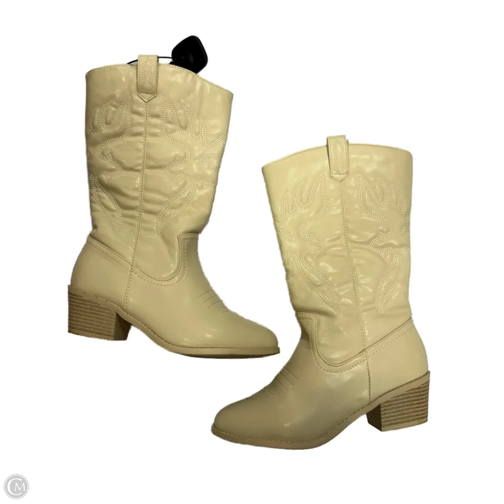 Boots Western By Forever In Cream, Size: 7.5