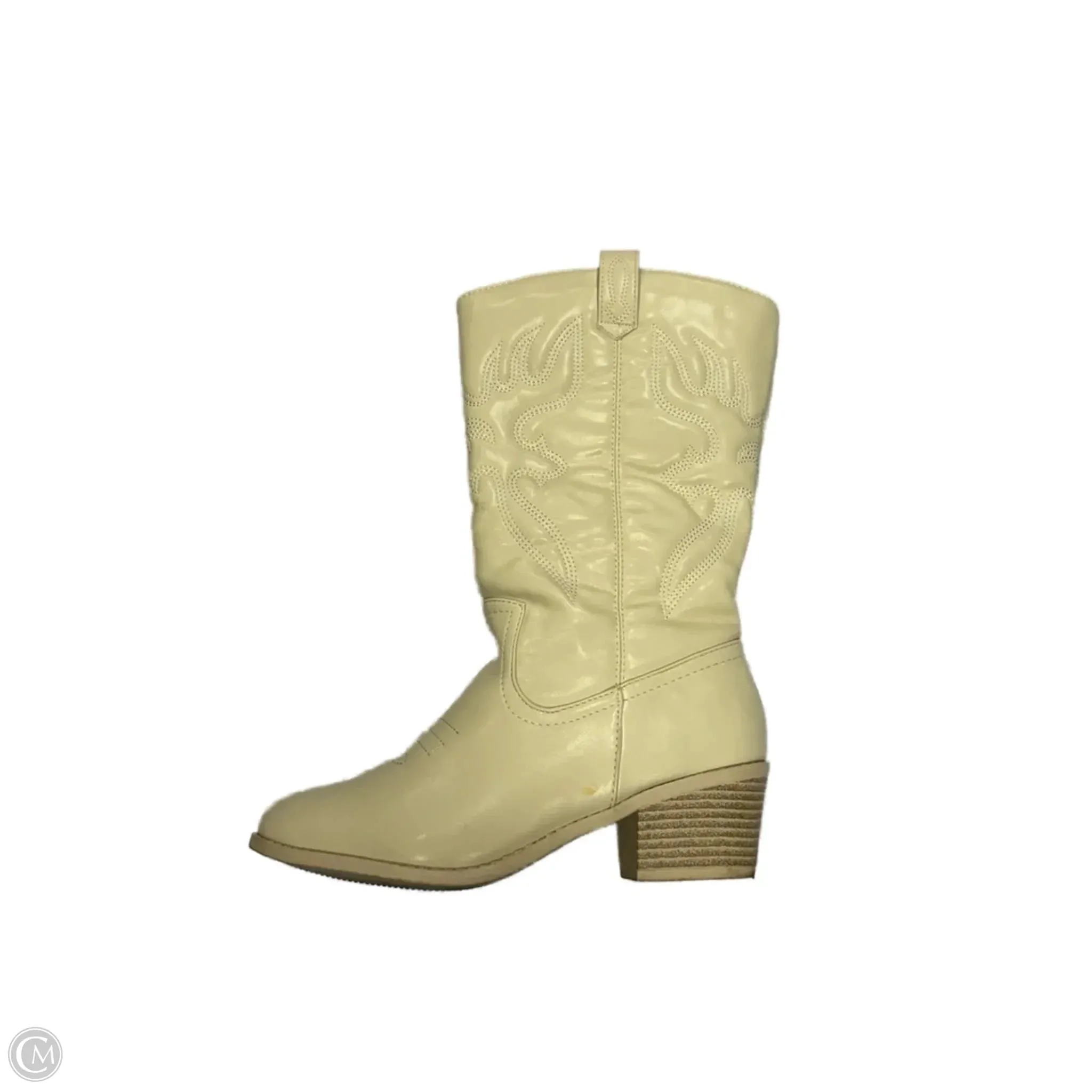 Boots Western By Forever In Cream, Size: 7.5