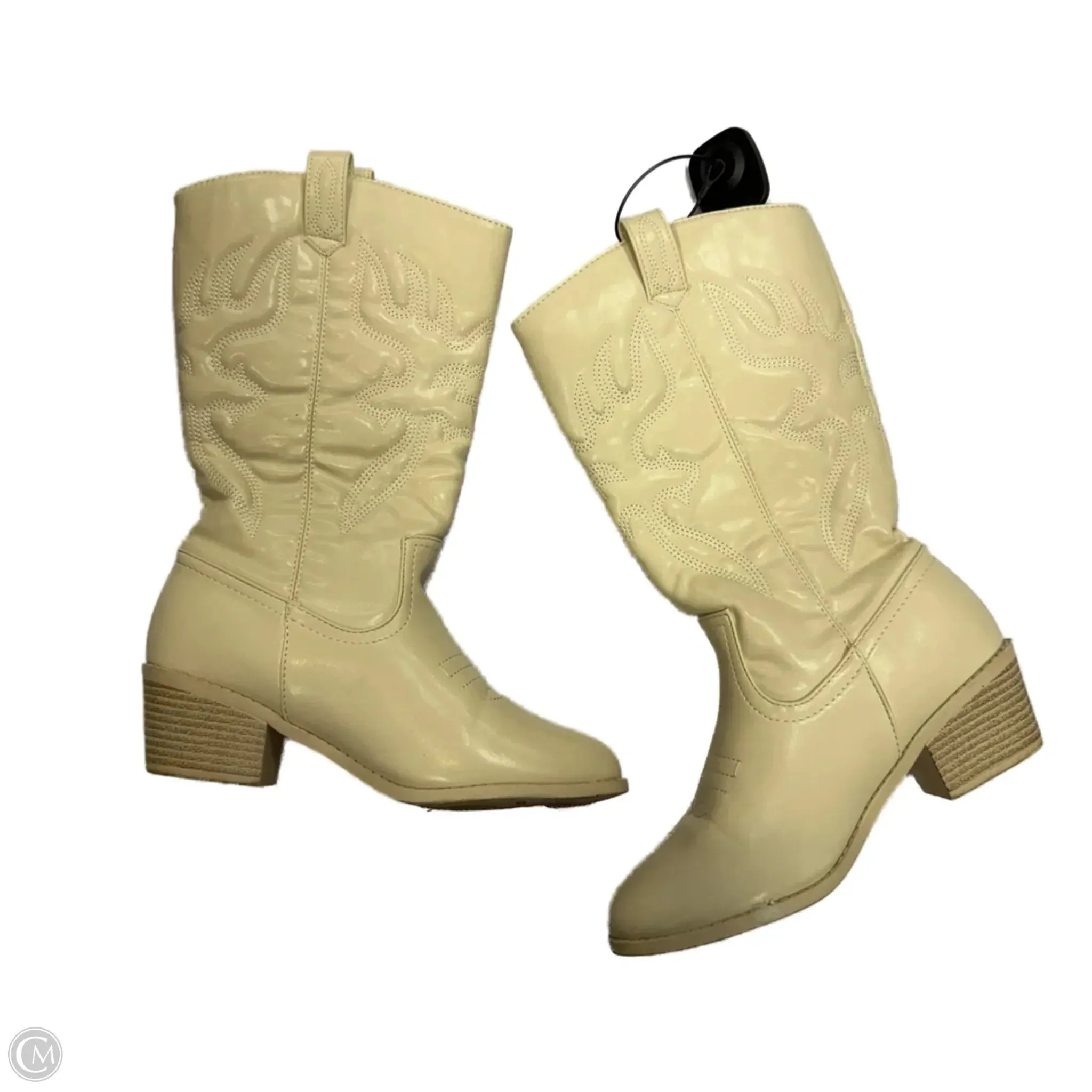 Boots Western By Forever In Cream, Size: 7.5