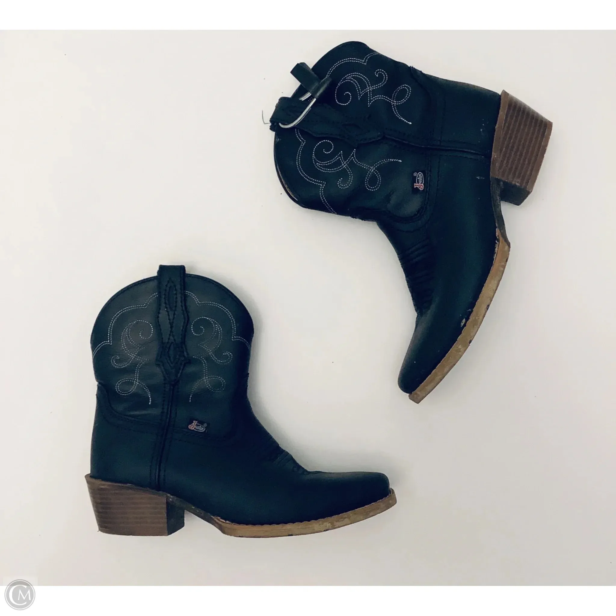 Boots Western By Justin In Black, Size: 7
