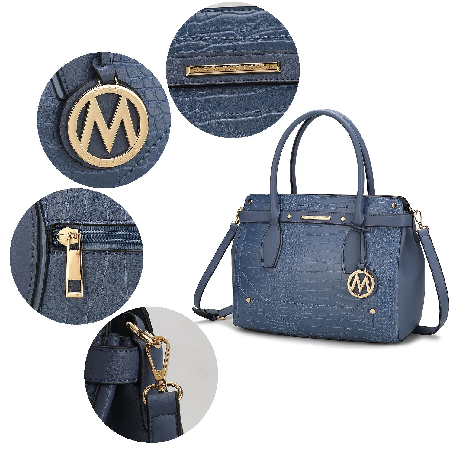 Catarina Vegan Crocodile Leather Satchel Handbag