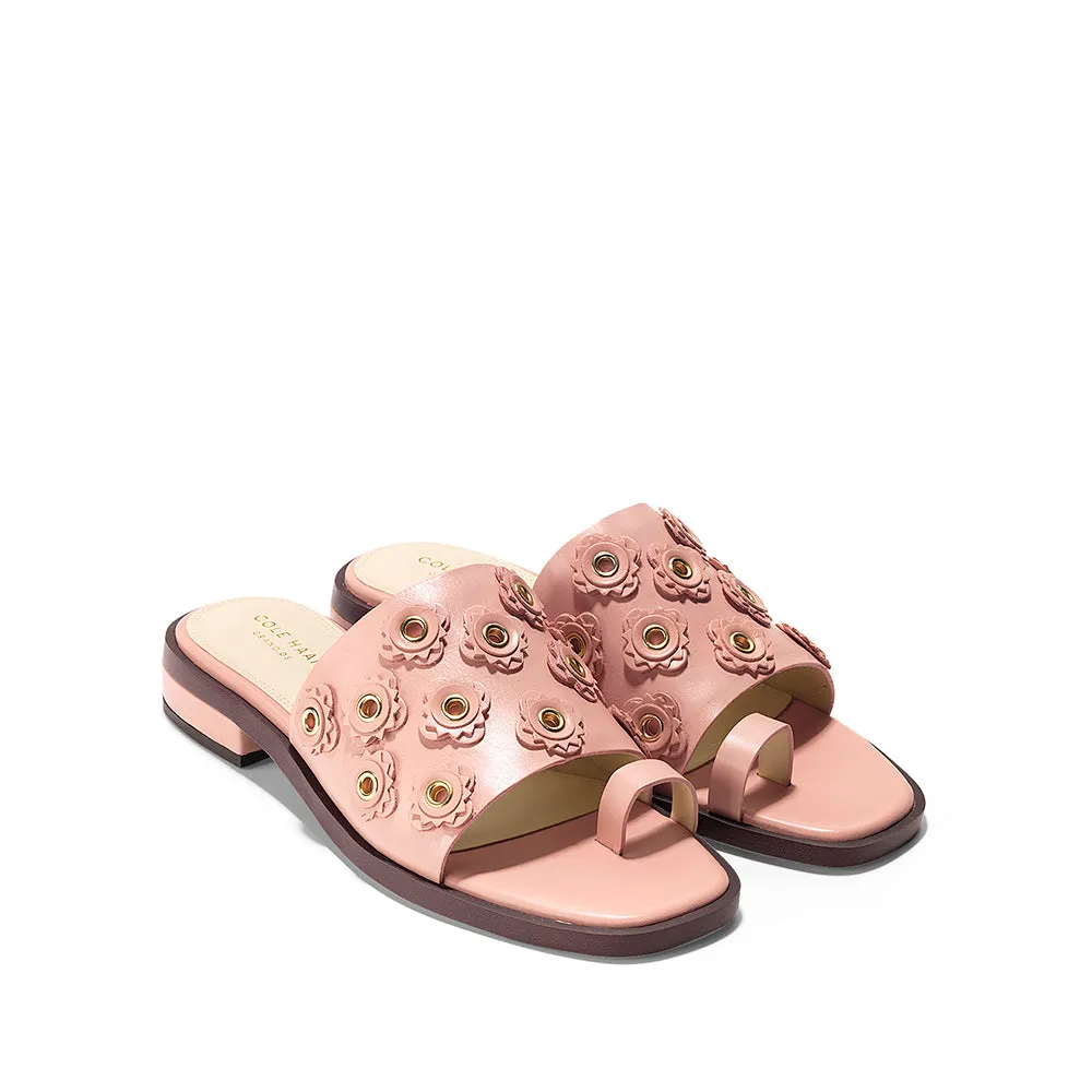 Cole Haan Carly Floral Sandal Coral Almond Leather Size 9.5