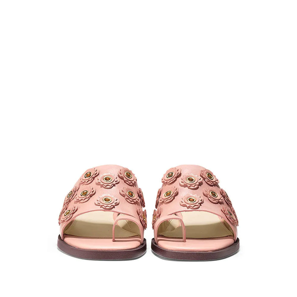 Cole Haan Carly Floral Sandal Coral Almond Leather Size 9.5