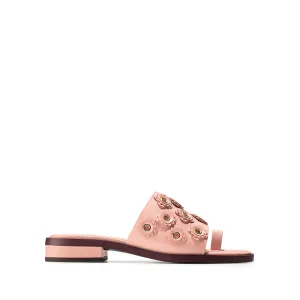 Cole Haan Carly Floral Sandal Coral Almond Leather Size 9.5