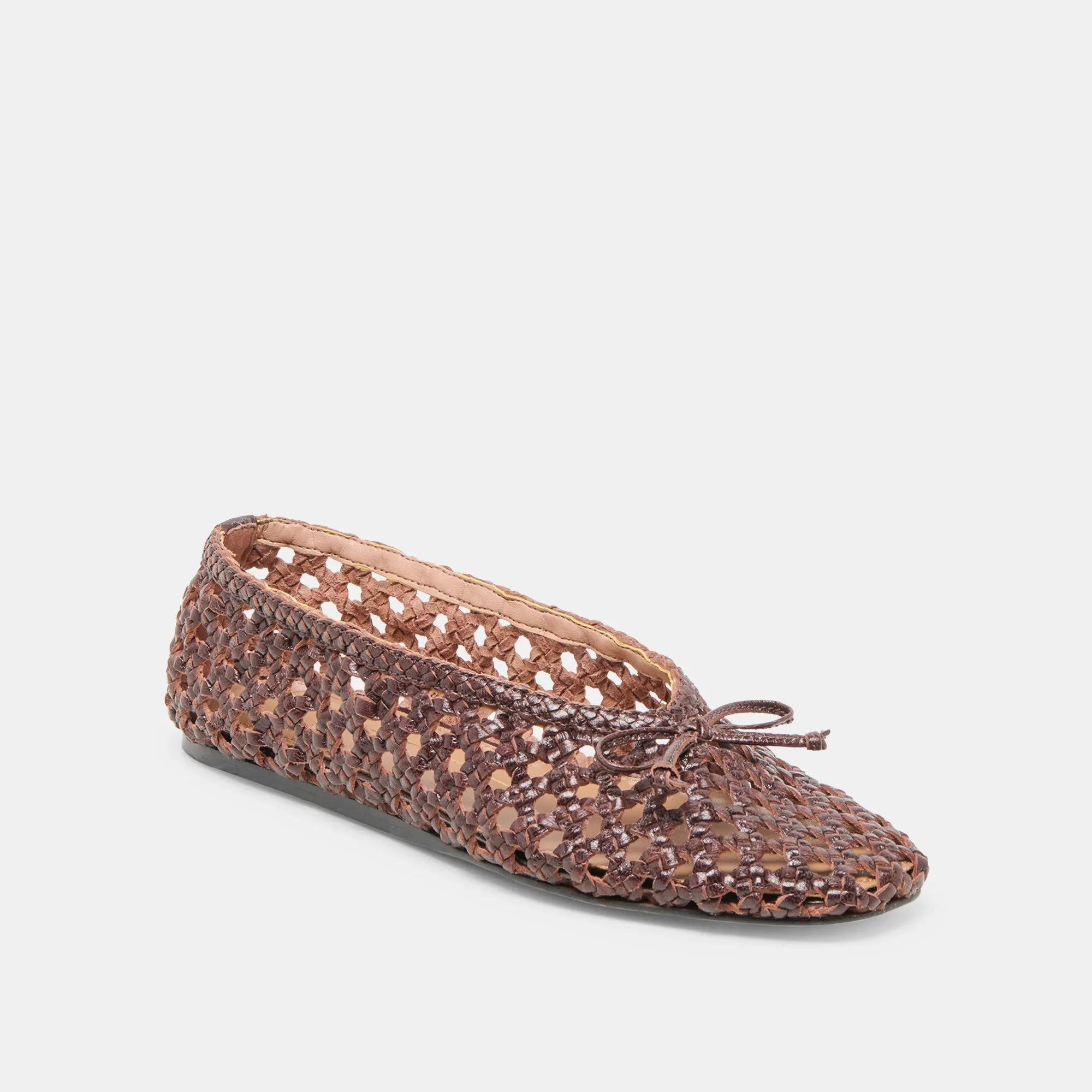 EDDA BALLET FLATS BROWN WOVEN LEATHER Dolce Vita