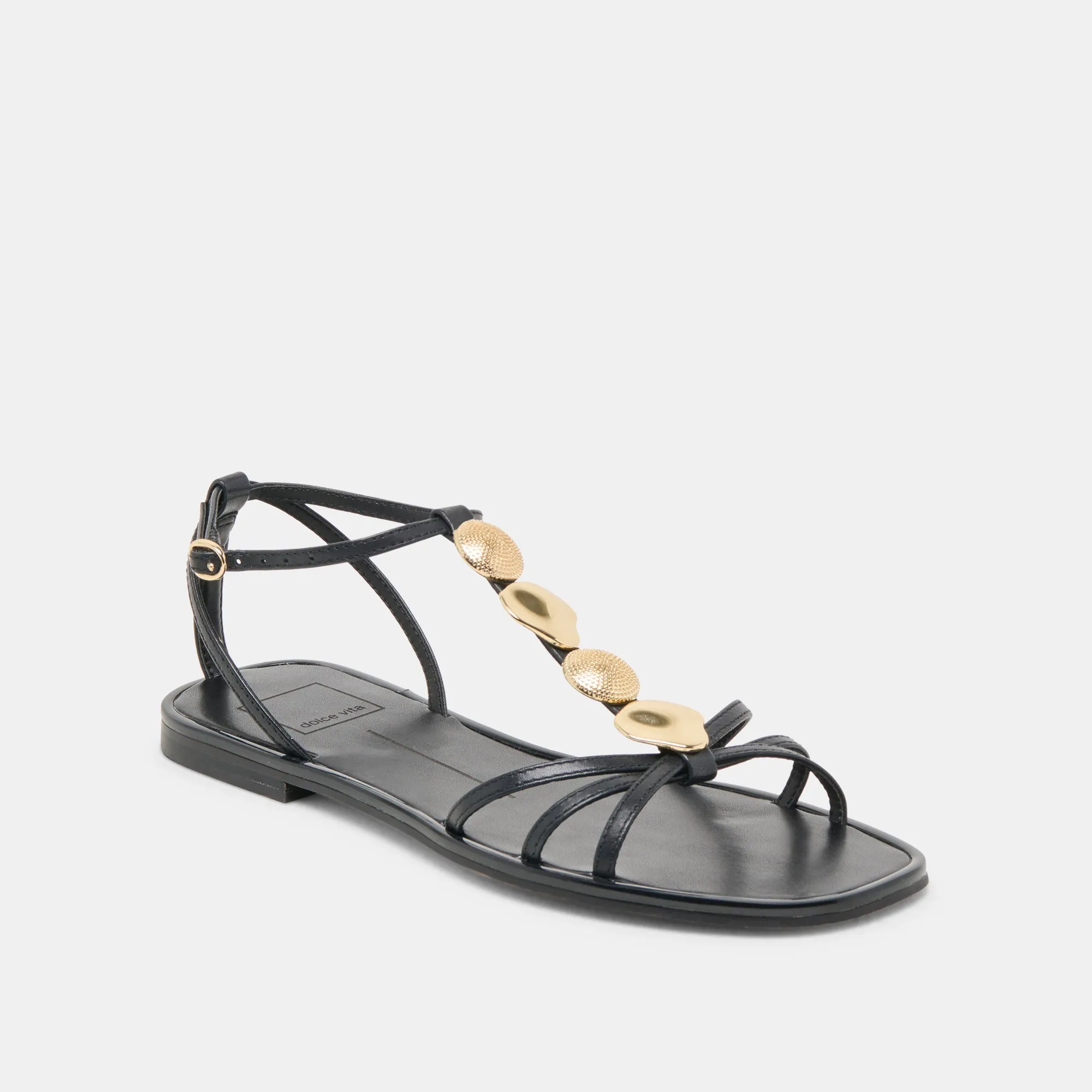 FAUN SANDALS BLACK LEATHER Dolce Vita