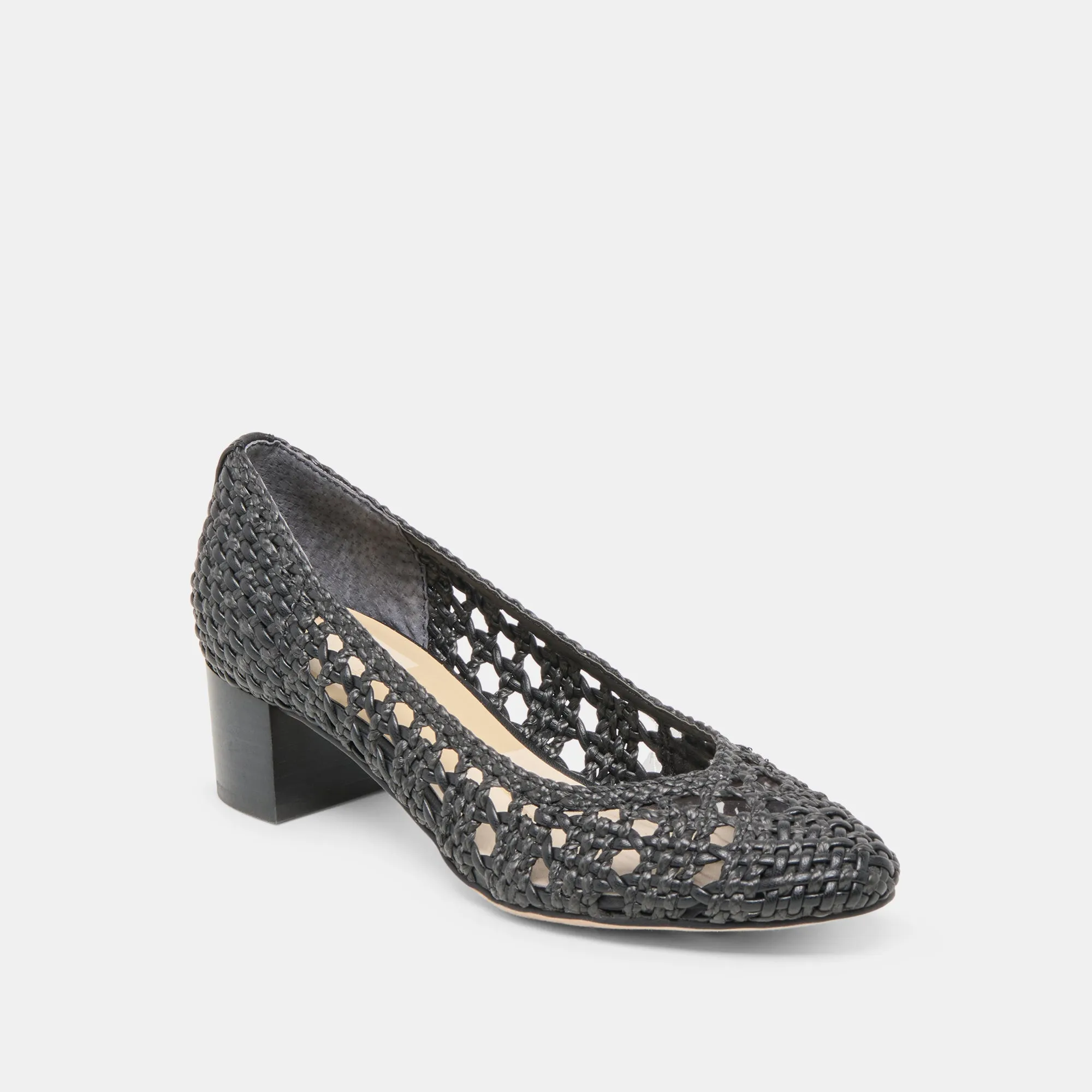 LULA HEELS BLACK WOVEN RAFFIA Dolce Vita