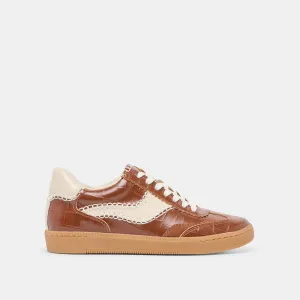 NOTICE STITCH  SNEAKERS COGNAC CROCO EMBOSSED LEATHER Dolce Vita