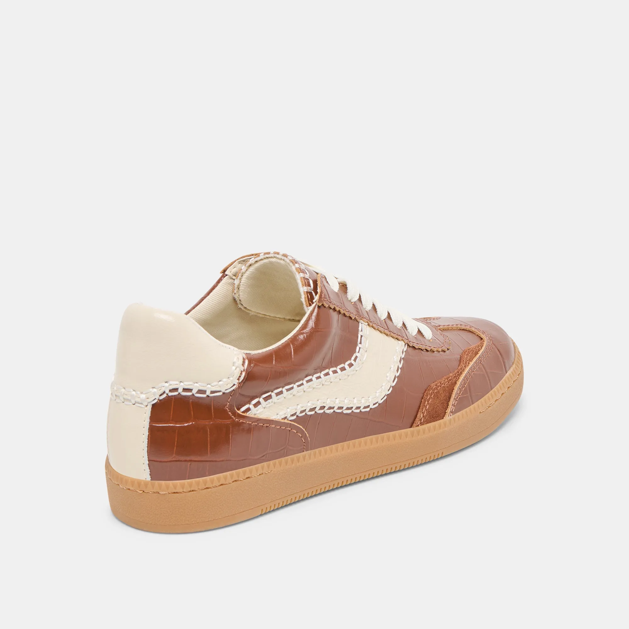 NOTICE STITCH  SNEAKERS COGNAC CROCO EMBOSSED LEATHER Dolce Vita