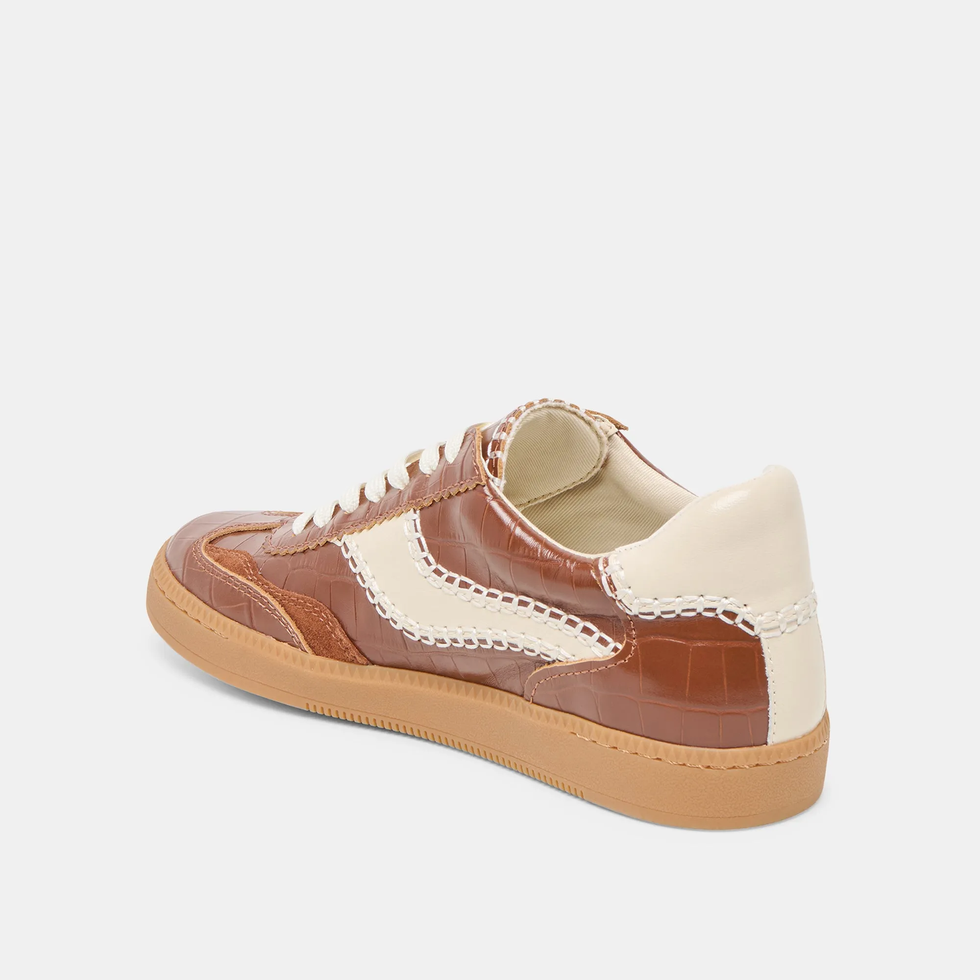 NOTICE STITCH  SNEAKERS COGNAC CROCO EMBOSSED LEATHER Dolce Vita