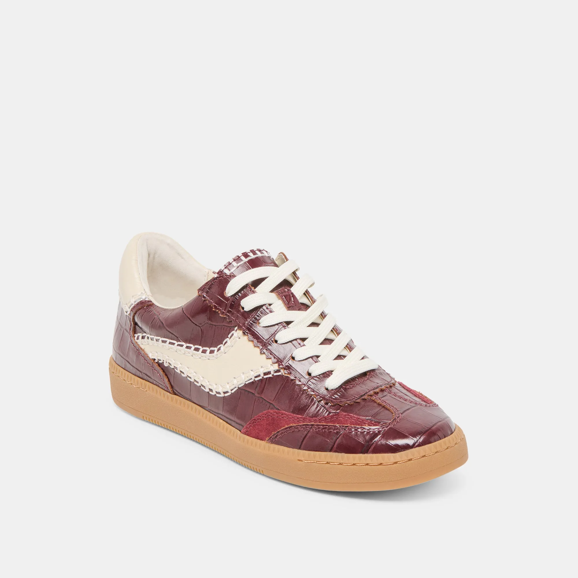 NOTICE STITCH SNEAKERS OXBLOOD CROCO EMBOSSED LEATHER Dolce Vita