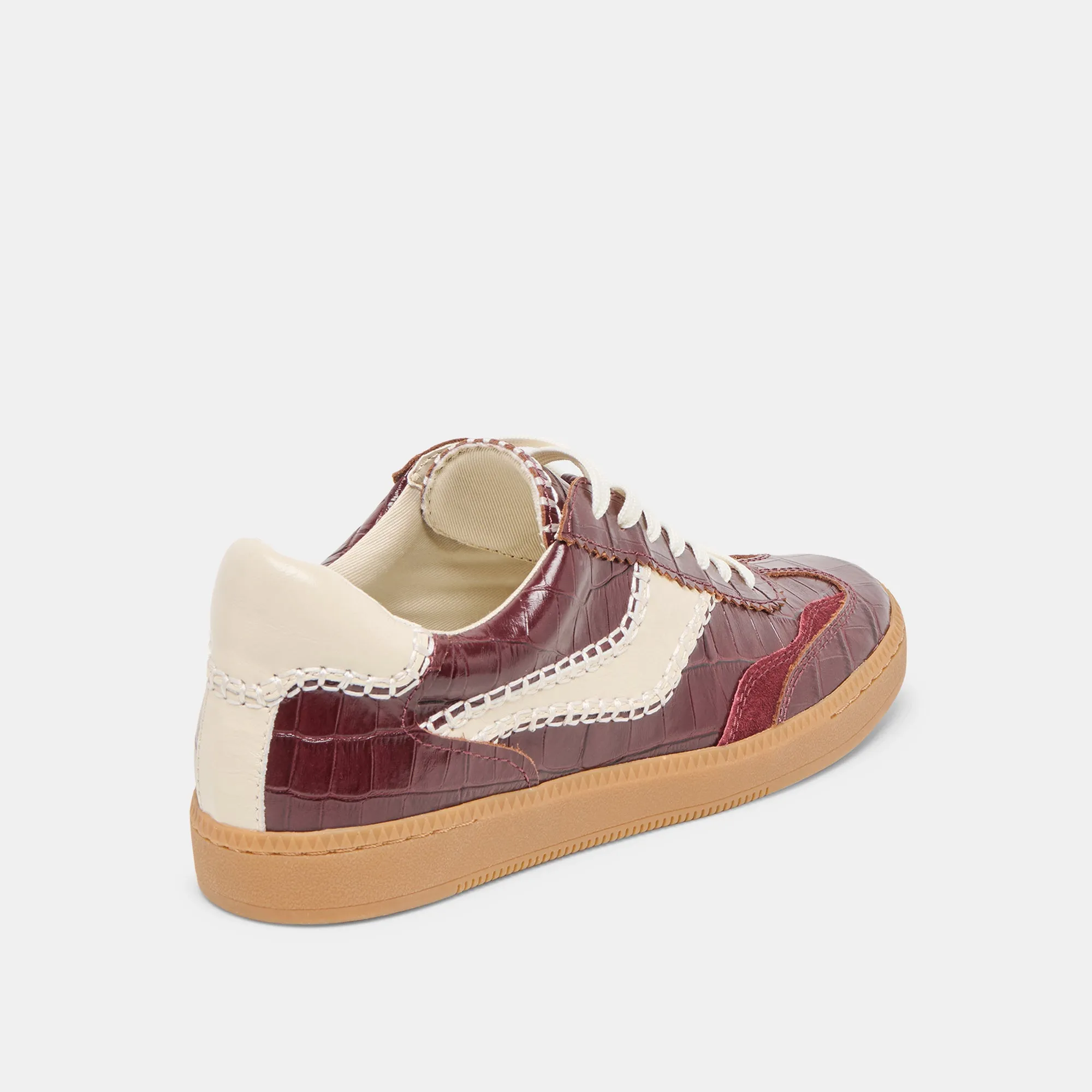 NOTICE STITCH SNEAKERS OXBLOOD CROCO EMBOSSED LEATHER Dolce Vita