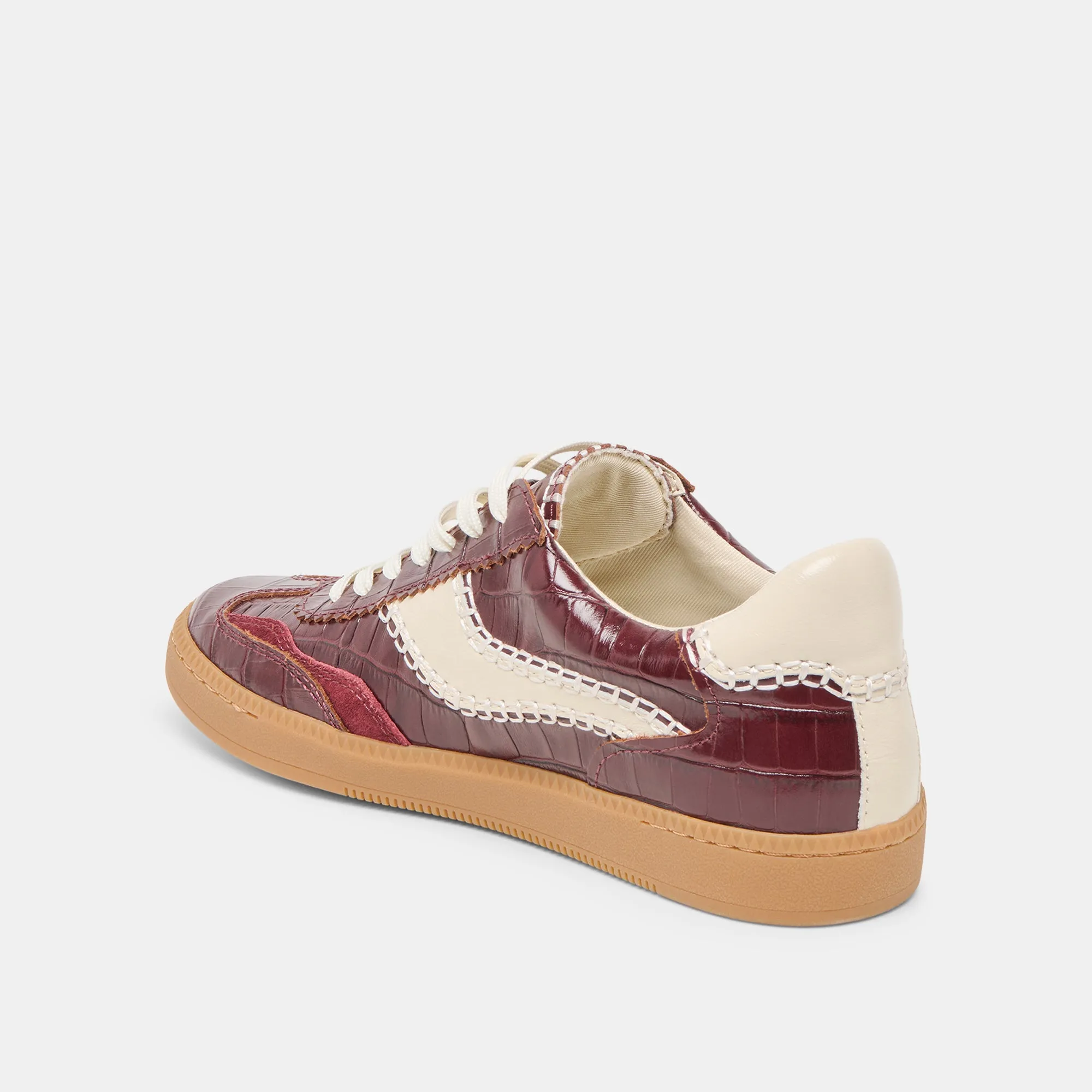 NOTICE STITCH SNEAKERS OXBLOOD CROCO EMBOSSED LEATHER Dolce Vita