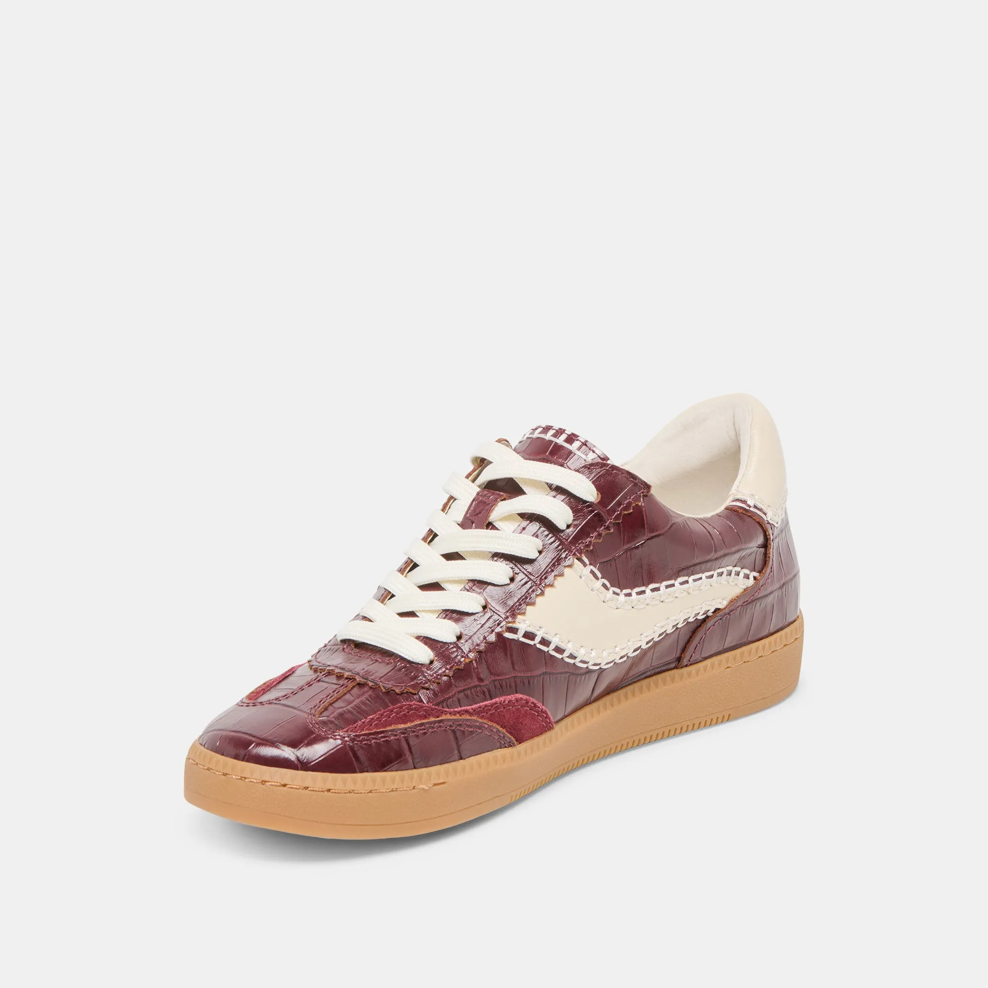 NOTICE STITCH SNEAKERS OXBLOOD CROCO EMBOSSED LEATHER Dolce Vita