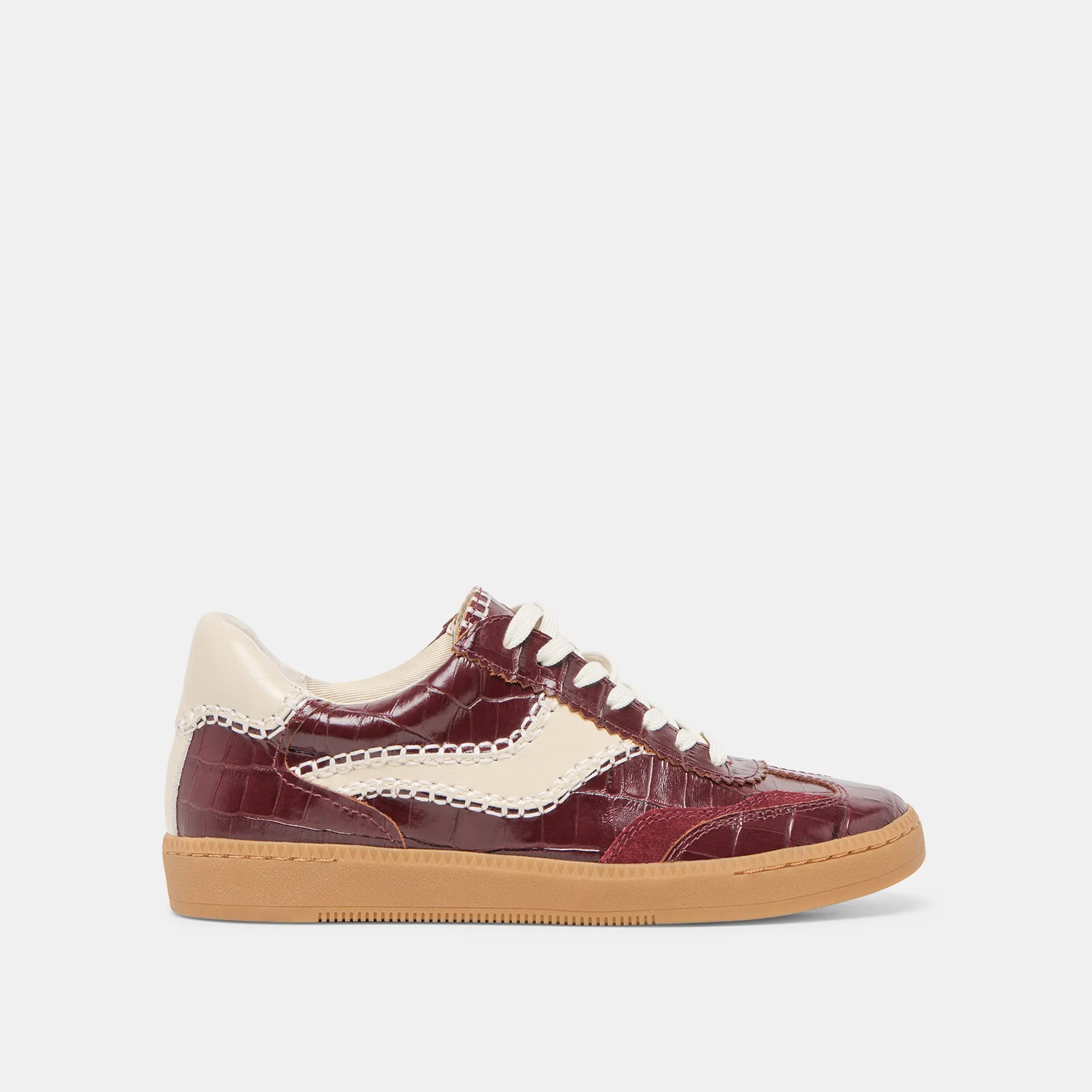 NOTICE STITCH SNEAKERS OXBLOOD CROCO EMBOSSED LEATHER Dolce Vita