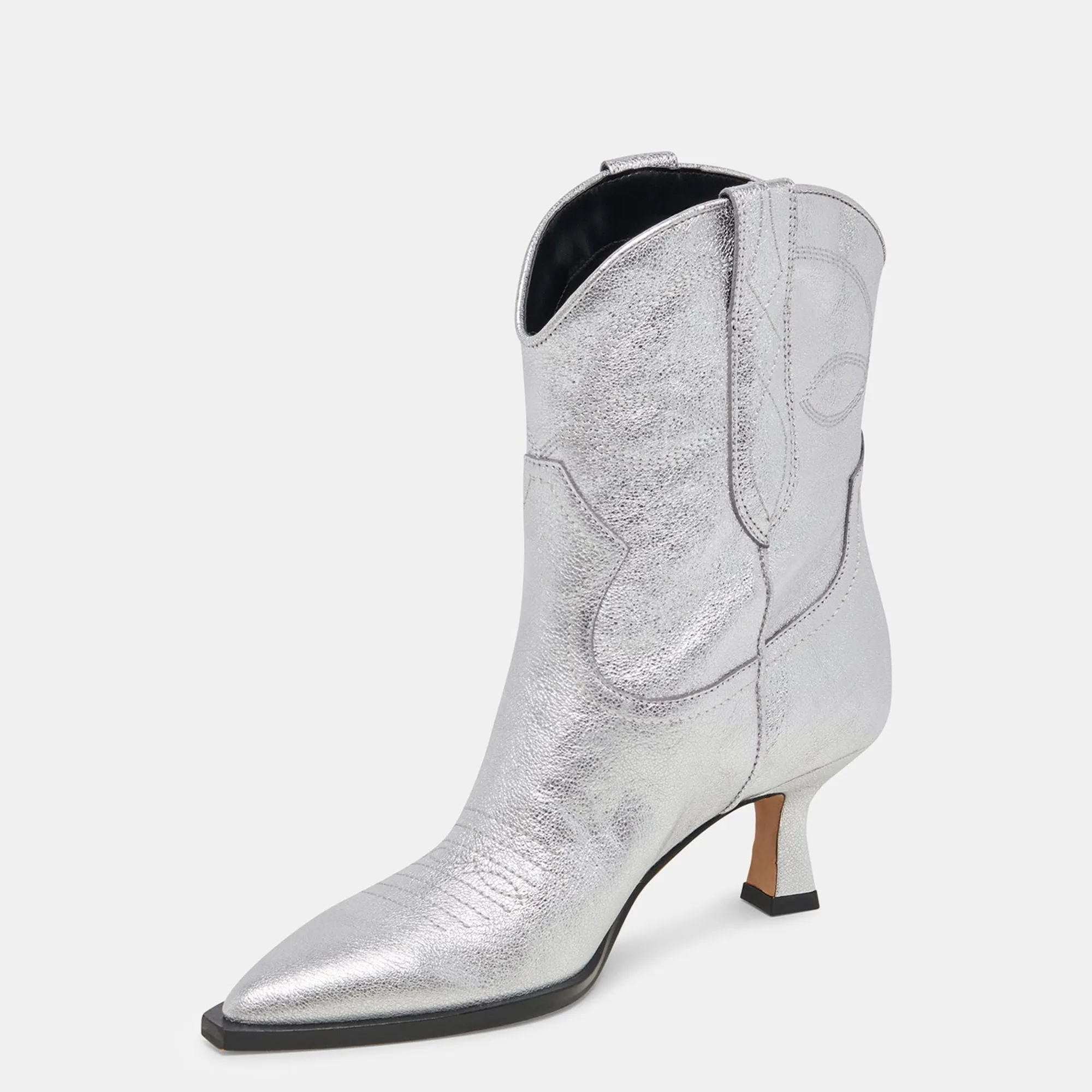 Reformation Angel Booties Silver Metallic Leather