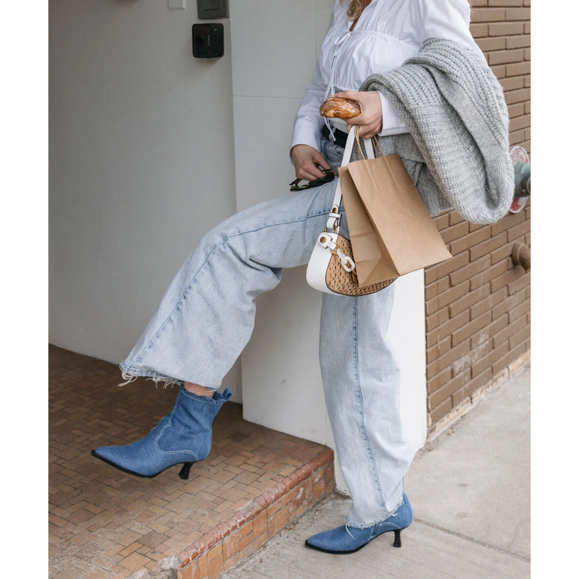 Reformation Austin Boots Blue Denim