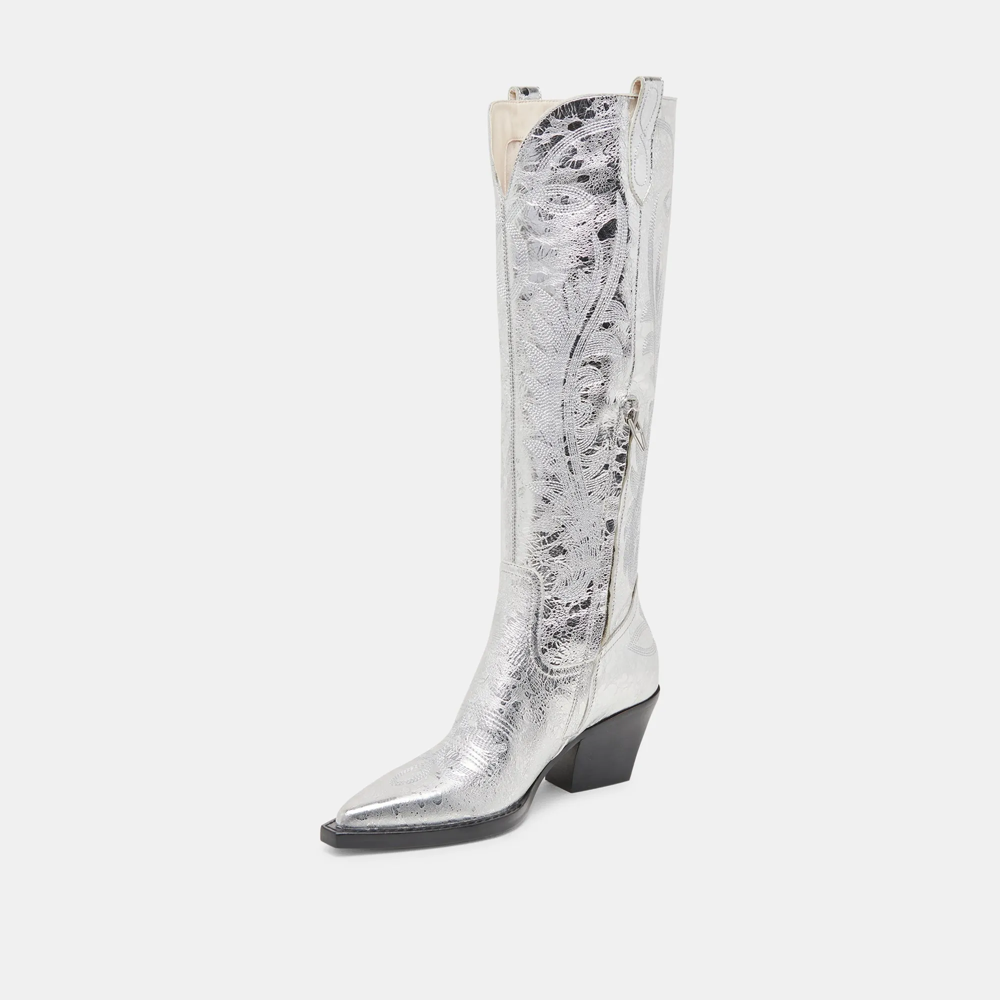 RYATT BOOTS SILVER DISTRESSED LEATHER Dolce Vita
