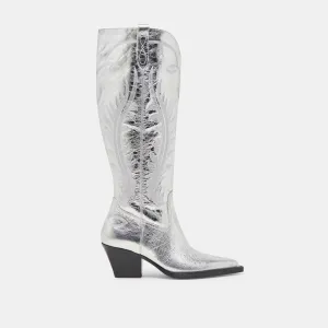 RYATT EXTRA WIDE CALF BOOTS SILVER DISTRESSED LEATHER Dolce Vita