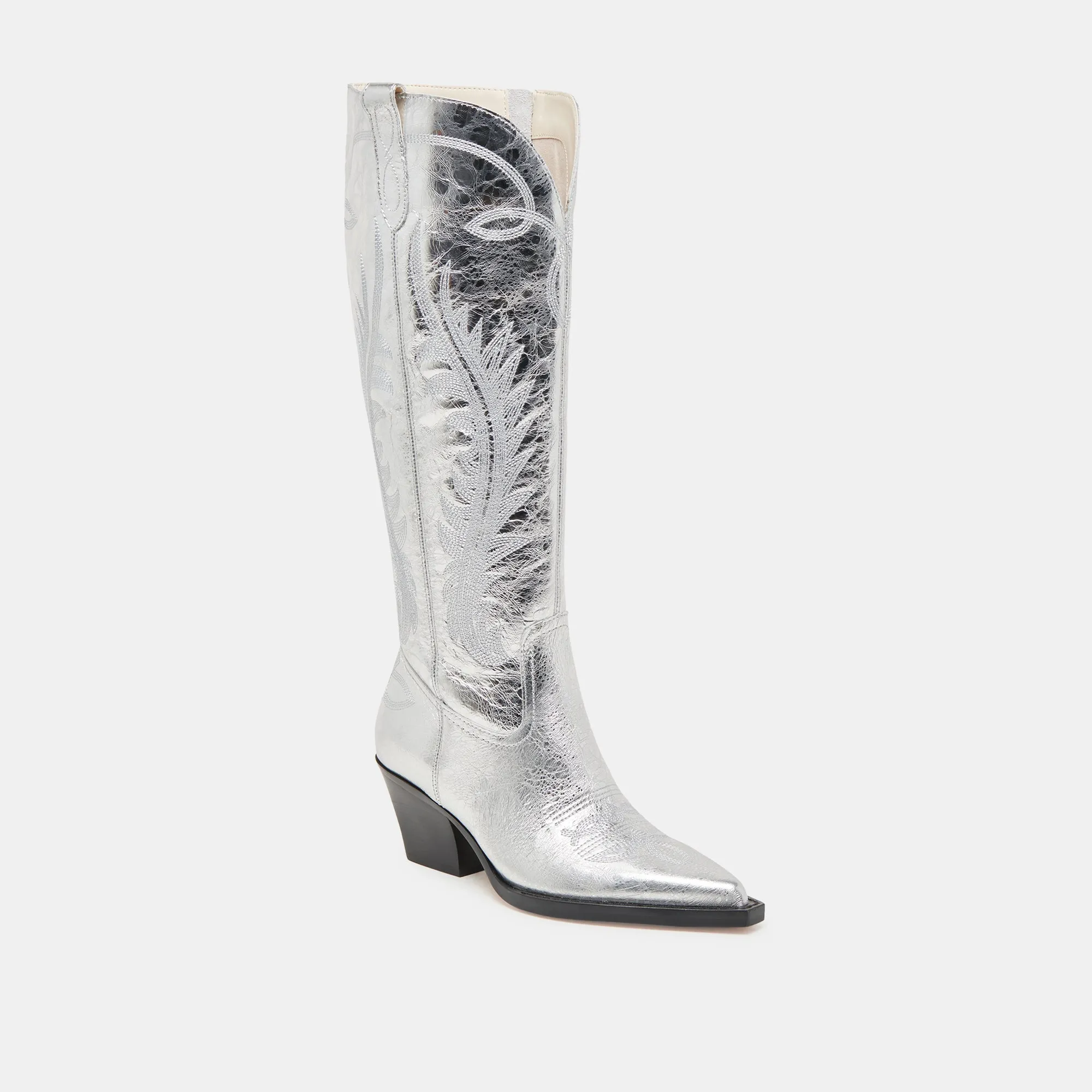RYATT WIDE CALF BOOTS SILVER DISTRESSED LEATHER Dolce Vita