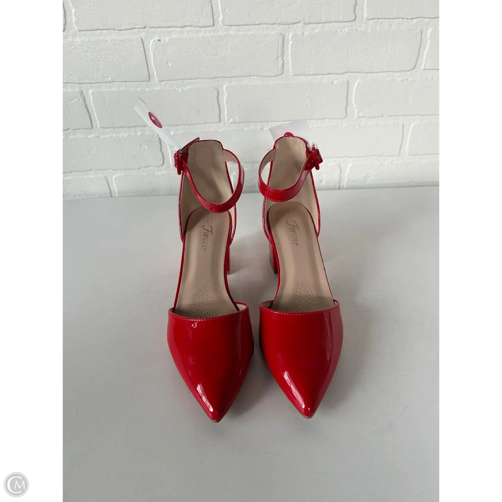 Shoes Heels Block By Forever In Red, Size: 8