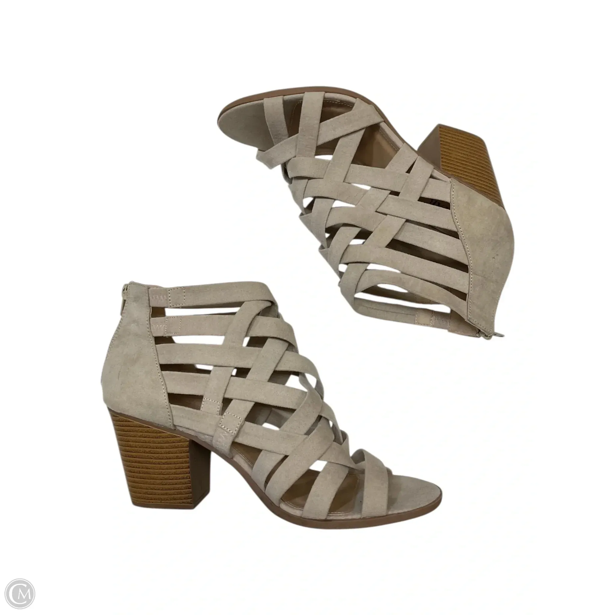 Shoes Heels Block By Just Fab In Beige, Size: 11