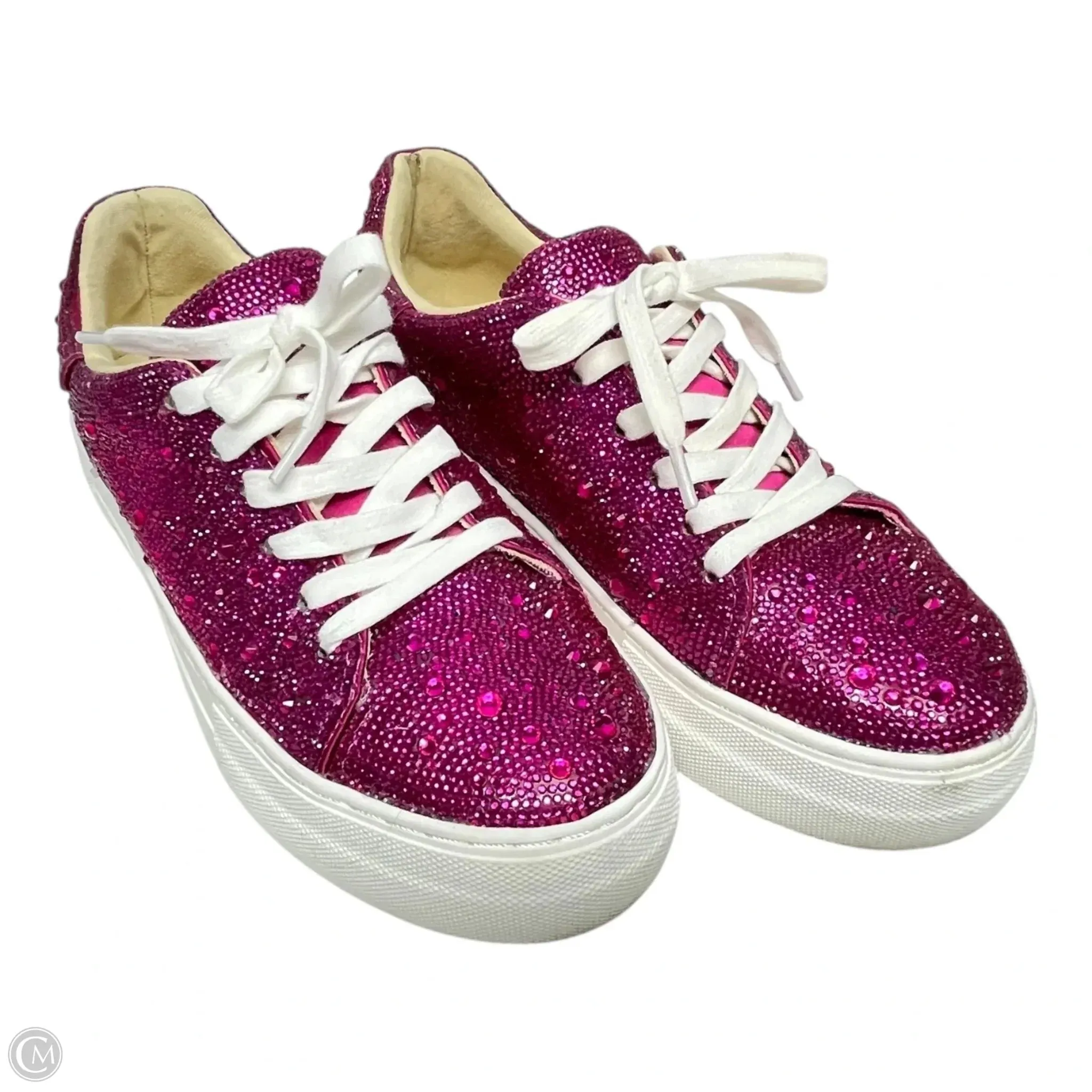 Shoes Sneakers By Betsey Johnson In Pink & White, Size: 8