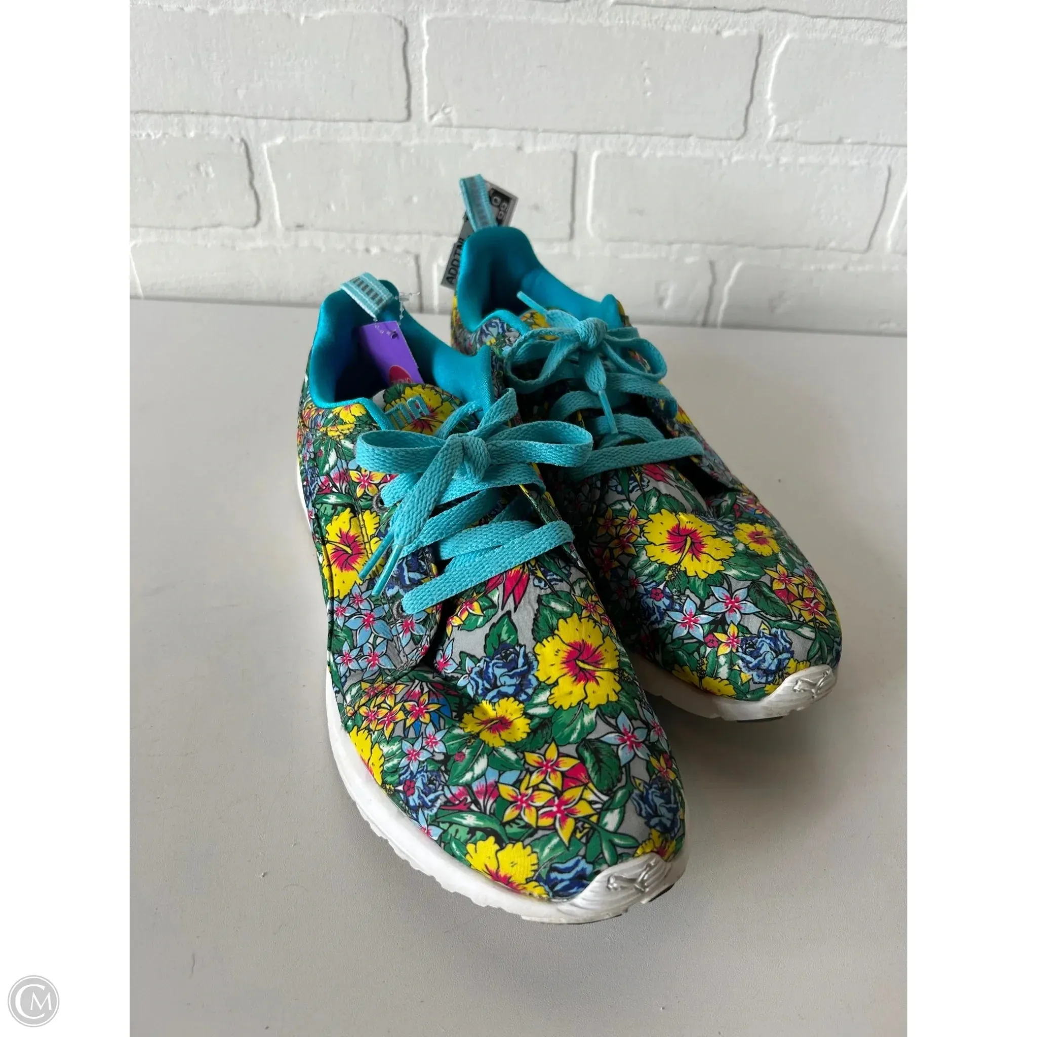 Shoes Sneakers By Puma In Blue & Yellow, Size: 10