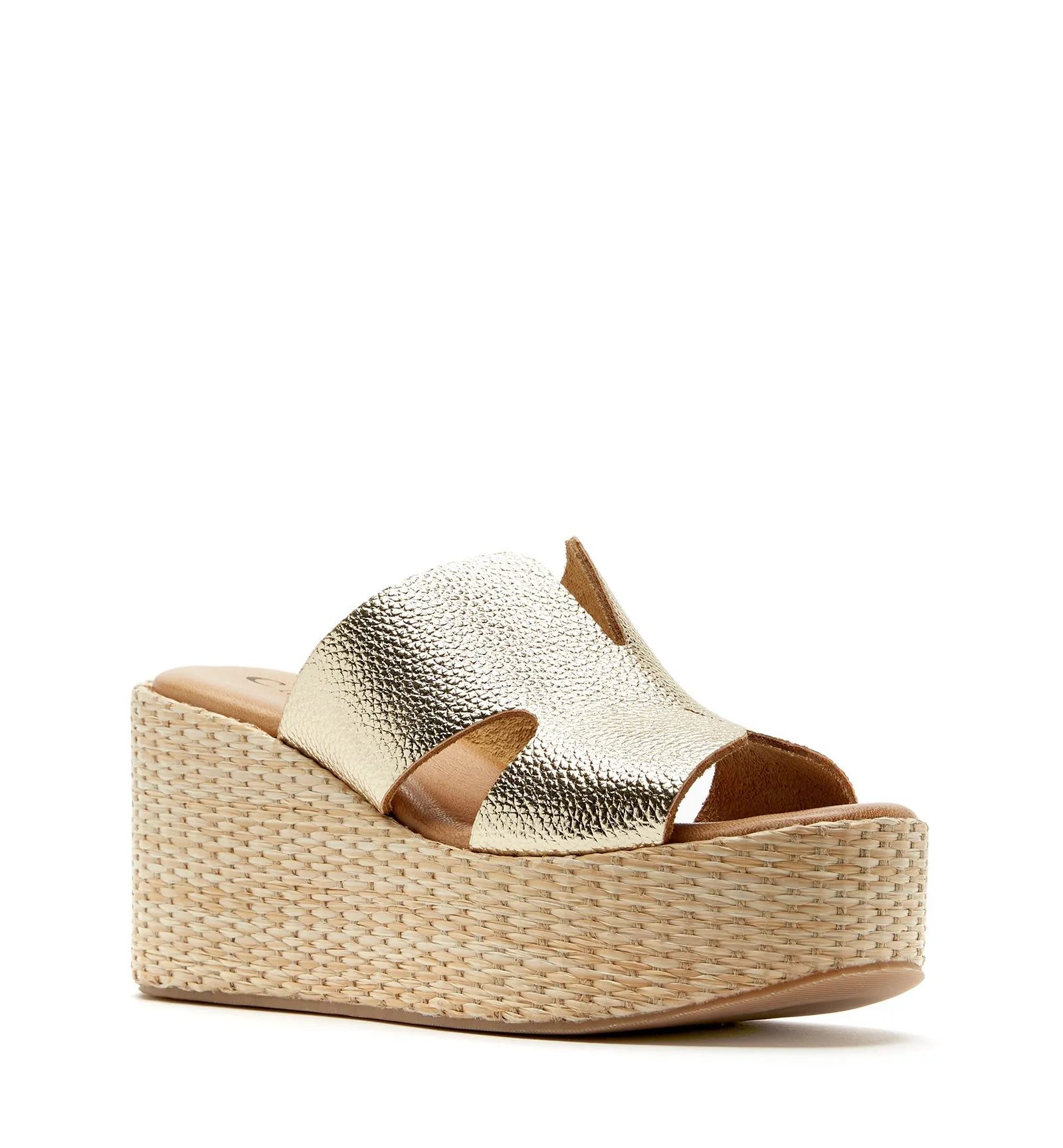 SILVER LEATHER WEDGE SANDAL La Canadienne