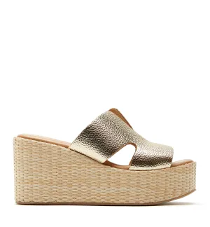 SILVER LEATHER WEDGE SANDAL La Canadienne