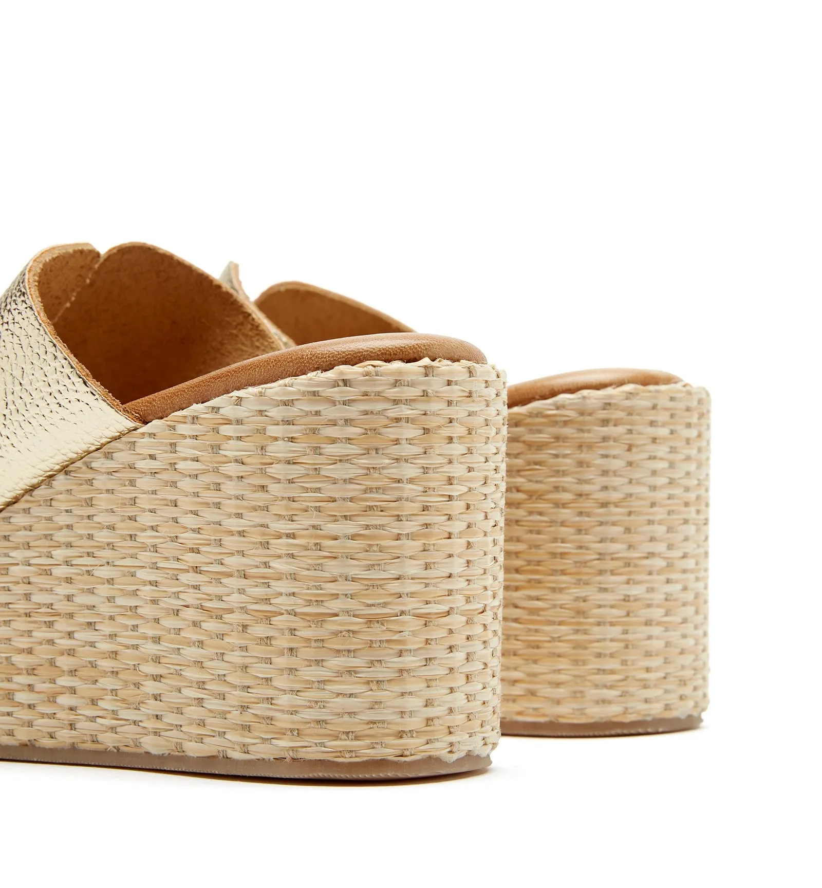 SILVER LEATHER WEDGE SANDAL La Canadienne